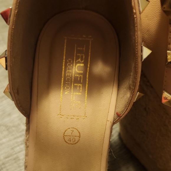 Women's Tan Wedge Sandals - Picture 2 of 6